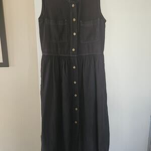 Cottagecore Mizz Lizz Vintage Denim Midi Dress Pockets Small